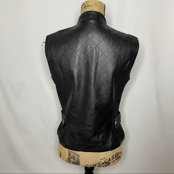 St. John Quilted Leather Zip Up Vest - Picture 5 of 9